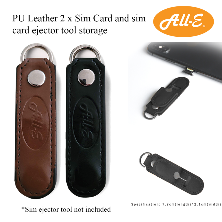 Hand-made Leather 2 x Sim Card and Sim Card Ejector tool storage Keychain Holder